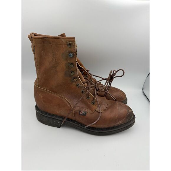 JUSTIN MEN'S LACE UP CAPRICE LEATHER WORK BOOTS SIZE 8D - Picture 2 of 9